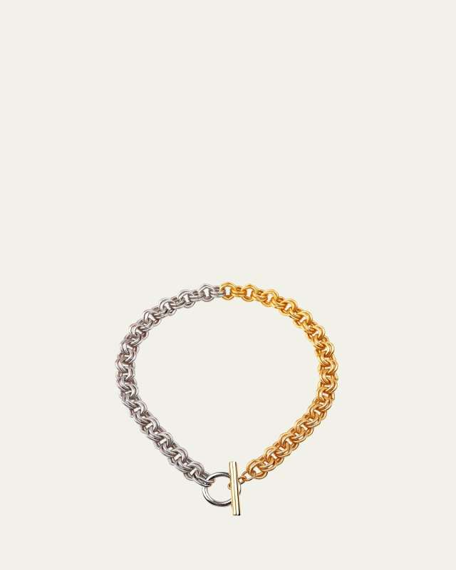 Two-Tone Double Circle Links Necklace